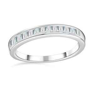 NWT Diamond 1/2 Eternity Band in Platinum over .925 Sterling Silver 1/4 ctw!